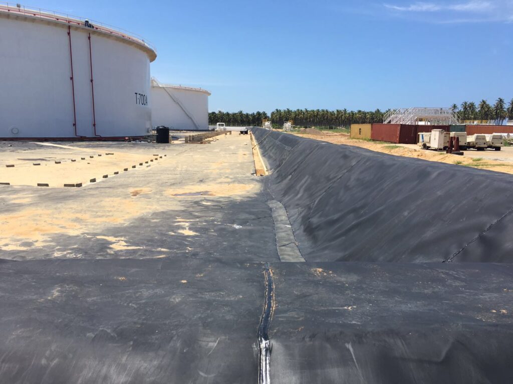 HDPE geomembrane liner installation